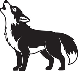 Wild wolf howling silhouette art illustration