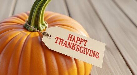 Banner Of Pumpkin With Happy Thanksgiving Tag