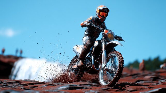 Dirt Bike Ride Near Waterfall - Powered by Adobe