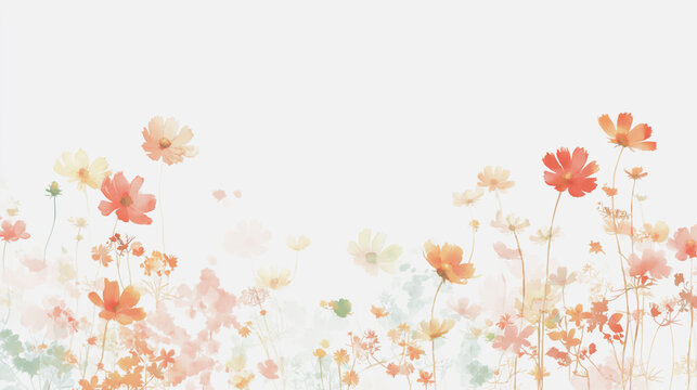 Elegant wedding invitation card background . Minimal hand painted watercolor Cosmos flowers texture template background. Design for wedding, vip cover, poster, rsvp moderncard.Valentine's Day

