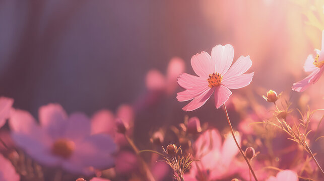 Elegant wedding invitation card background . Minimal hand painted watercolor Cosmos flowers texture template background. Design for wedding, vip cover, poster, rsvp moderncard.Valentine's Day