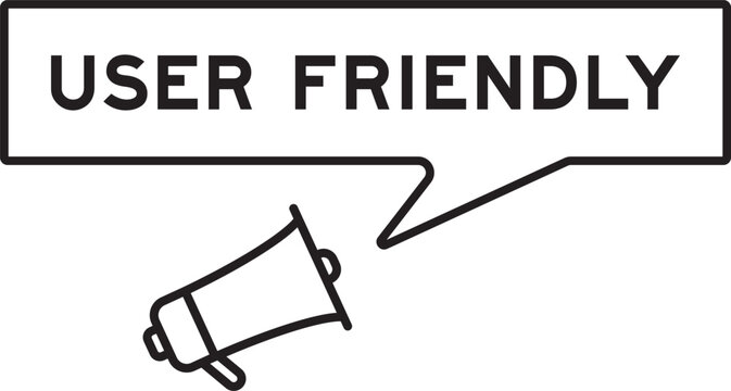 Megaphone icon with speech bubble in word user friendly on white background