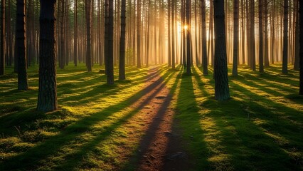 Naklejka premium Moody paisaje forestal en Uppsala Suecia. Esta es una reserva natural cerca de Uppsala que es hermosa.