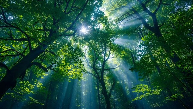 Abedules verdes frescos (Betulaceae) con cielo azul.
 Bosque verano ramita naturaleza paisaje fondo banner amplio panorama panor&aacute;mico