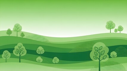 Paisaje vegetal degradado. Diseño mínimo de hojas planas, fondo de dibujos animados de gradación de color, plantas forestales. Cartel de naturaleza floral vectorial