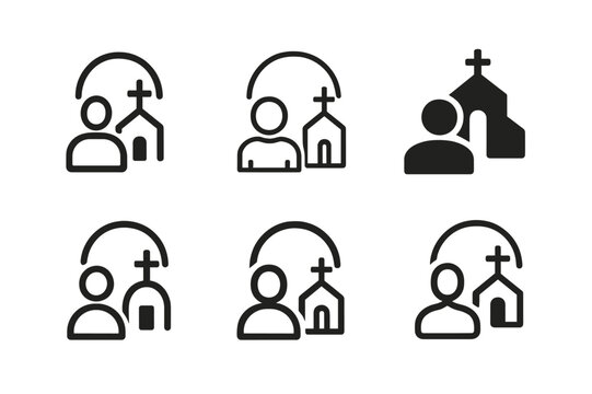 Religion Identity Icons. The relationship between religion and personal identity. Icon set. Set Logo of The relationship between religion and