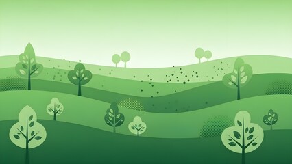 Paisaje vegetal degradado. Diseño mínimo de hojas planas, fondo de dibujos animados de gradación de color, plantas forestales. Cartel de naturaleza floral vectorial