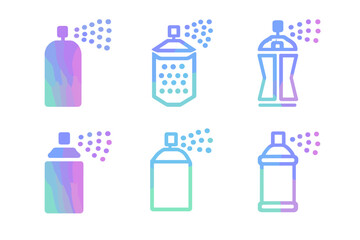 Fototapeta premium Digital Graffiti Icons. Virtual graffiti and street art in digital worlds. Icon set. Set Logo of digital expression: holographic spray pattern. harmonious logo