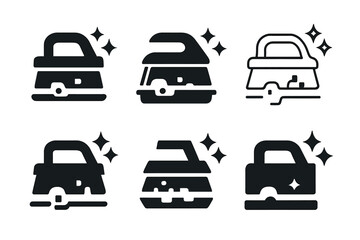 Kitchen Cleaning Icons. Tidying up the kitchen counters. Icon set. Set Logo of Tidying up the kitchen counters: scrub brush. harmonious logo variations of the