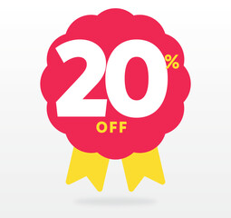 20%, promotion, value, sale, special, shop, prize, highlight, company, offer, store, advertisement. Market, advertising, retail, annual, banner. Set, icon, vector
