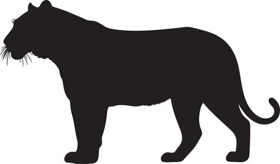 Wild tiger standing silhouette illustration
