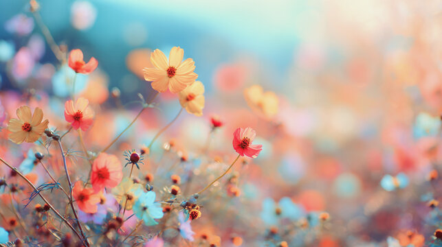 Elegant wedding invitation card background . Minimal hand painted watercolor Cosmos flowers texture template background. Design for wedding, vip cover, poster, rsvp moderncard.Valentine's Day