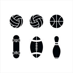 Collection of sports equipment isolated on white background