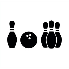 Bowling ball and pins isolated on white background