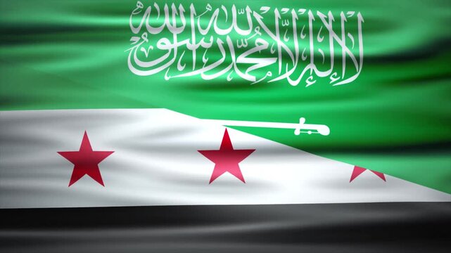 Saudi arabia and syria flag fusion video 4K