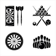 Collection of game icons isolated on white background