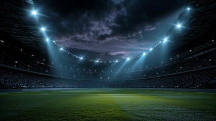 futuristic football stadium background with fireworks - Powered by Adobe