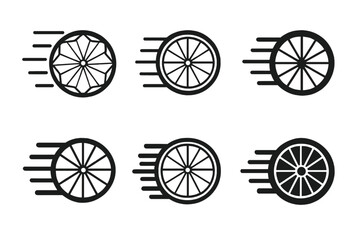 Fototapeta premium Bicycle Wheel Icons. Bicycle wheel. Icon set. Set Logo of bicycle wheel: motion blur circle. harmonious logo variations of the same emblematic concept, each