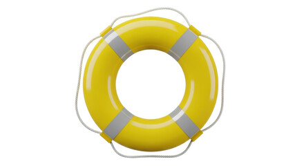 Yellow life buoy PNG isolated on transparent background, safety equipment for water rescue and...