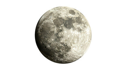 Detailed moon surface PNG isolated on transparent background, celestial body with craters and lunar landscape for astronomy and science projects © PICSPRO