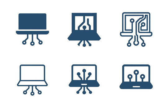Tech Support Icons. Tech support and IT services. Icon set. Set Logo of tech support and IT services: mouse and cable. harmonious logo variations of the same