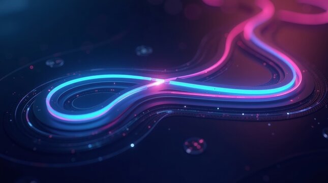 Neon light trails abstract background blue - Powered by Adobe