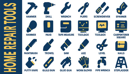 Essential Home Repair Tools: An organized display of tools, each with precision and purpose, the epitome of the craftsman's toolkit, capturing the essence of home improvement and repairs.
