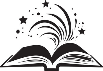 Open book on a black background glowing with magical light, symbolizing knowledge and education