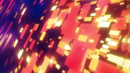 Abstract geometric composition with glowing orange squares