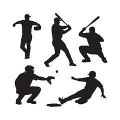 Baseball Player Silhouette Vector Set