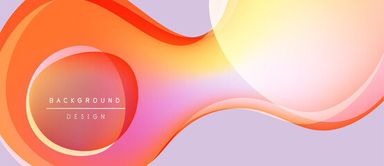 Abstract fluid shapes, warm colors blend. Orange, yellow hues dominate design. Minimalist text reads background design. Smooth gradients create dynamic visual flow.