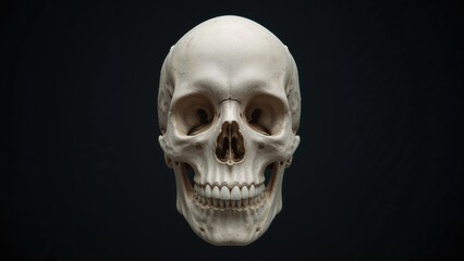 Obraz premium A human skull against a dark background.