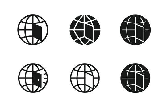 Multiverse Logo Variations. Exploring parallel universes and the multiverse. Icon set. Set Logo of exploring parallel universes and the multiverse: Fractured
