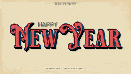 Happy new year vintage style text effect