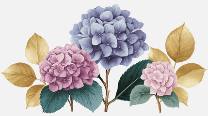 Elegant wedding invitation card background . Minimal hand painted watercolor Hydrangea flowers texture template background. Design for wedding, vip cover, poster, rsvp moderncard.Valentine's Day