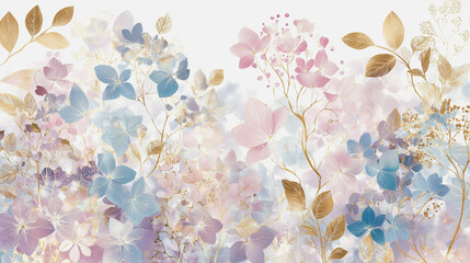 Elegant wedding invitation card background . Minimal hand painted watercolor Hydrangea flowers texture template background. Design for wedding, vip cover, poster, rsvp moderncard.Valentine's Day