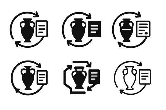 Cultural Exchange Icons. The Exchange of Cultural Artifacts and Historical Items. Icon set. Set Logo of The Exchange of Cultural Artifacts and Historical