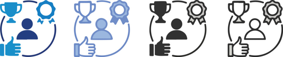 Celebrate achievements and recognize success with these professional icons perfect for awards, employee recognition, and corporate accomplishments visuals
