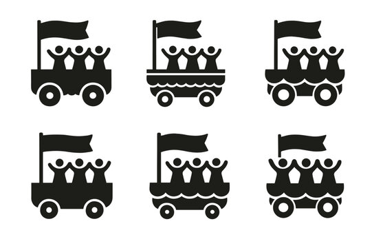 Festival Icon Set. traditional festivals. Icon set. Set Logo of traditional festivals: parade float with banner. harmonious logo variations of the same