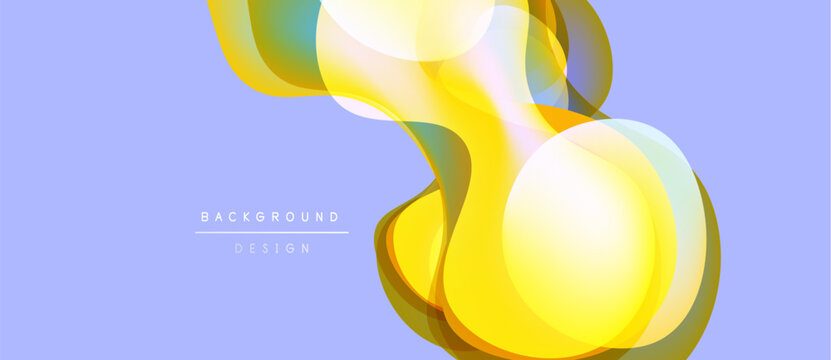 Abstract flowing shapes, yellow hues dominate. Soft gradients create dynamic visual texture. Light design over lilac backdrop.