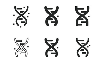 Obraz premium Biodiversity Loss Icons. biodiversity loss. Icon set. Set Logo of biodiversity loss: DNA helix with missing rungs. harmonious logo variations of the same