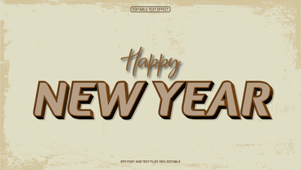 Happy new year 3D vintage style text effect