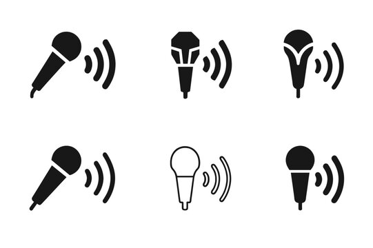 Scat Singing Logos. Vocal improvisation and scat singing. Icon set. Set Logo of jazz expression: rhythmic vocal waves. harmonious logo variations of the same
