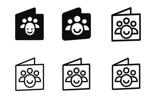 Harmonious Logo Variations. Creating a positive friend group. Icon set. Set Logo of Creating a positive friend group: open invitation card. harmonious logo