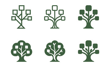 Obraz premium Family Tree Icon Variations. Family Heritage Wall. Icon set. Set Logo of Family Heritage Wall: family tree. harmonious logo variations of the same emblematic