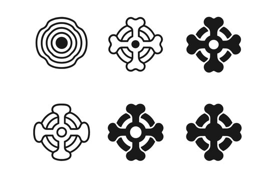Bone Icon Variations. The role of bones. Icon set. Set Logo of The role of bones: osteon. harmonious logo variations of the same emblematic concept, each with