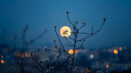 moon and tree