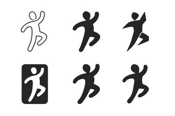 Naklejka premium Dancing Icon Variations. Dancing. Icon set. Set Logo of dancing: Silhouette of person in mid-dance pose. harmonious logo variations of the same emblematic