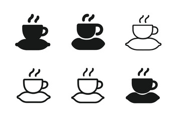Mental Well-Being Icons. mental well-being. Icon set. Set Logo of mental well-being: cozy tea cup and rest icon. harmonious logo variations of the same