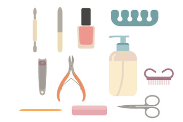 Set of essential tools for professional manicure, pedicure, and home nail care